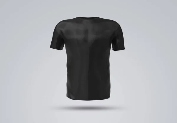 Isolated Black Shirt Shadow Mockup Template Empty Jersey White Background — Stock Photo, Image