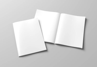 Beyaz boş A4 dergisi Mockup beyaz arkaplan 3B görüntüleme
