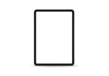 PARIS - France - April 28, 2022: Apple Ipad Air, pink color - Realistic 3d rendering, front screen tablet mockup on white background