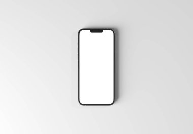 PARIS - Fransa - 15 Mart 2023: Apple akıllı telefonu, Iphone 14 profesyonel. Gümüş renkli gerçekçi 3D görüntüleme, ön ekran mobil model gölge ve beyaz arkaplanda yansıma