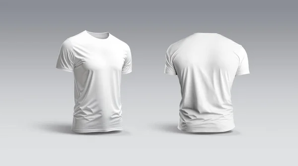 孤零零的T恤配上阴影软垫灰色背景的球衣模板 3D渲染 — 图库照片