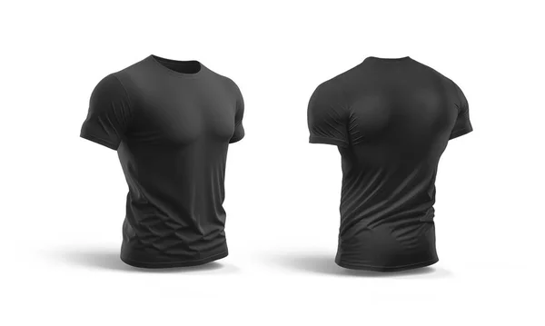 孤立的黑色T恤和阴影杯 白色背景的球衣模板 3D渲染 — 图库照片