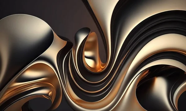 Abstract Gold Brown Glossy Wallpaper Shiny Wavy Texture Creamy Details — 스톡 사진