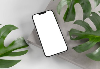 PARIS - Fransa - 15 Mart 2023: Apple PARIS - Fransa - 15 Mart 2023: Apple akıllı telefonu, Iphone 14 profesyonel. Gümüş rengi gerçekçi 3D görüntüleme, ön ekran mobil mobese gölge ve beton ekran yansıması