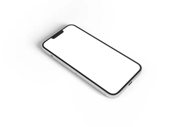 2023年3月15日 新发布的Apple智能手机 Iphone Pro 银色逼真3D渲染 前屏幕移动模型 阴影和反光在白色背景上 — 图库照片