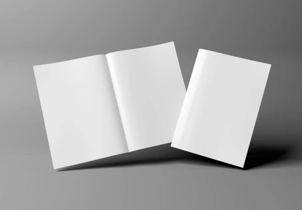 White Blank Magazine Mockup Isolated Grey Background Rendering — Stock Photo, Image