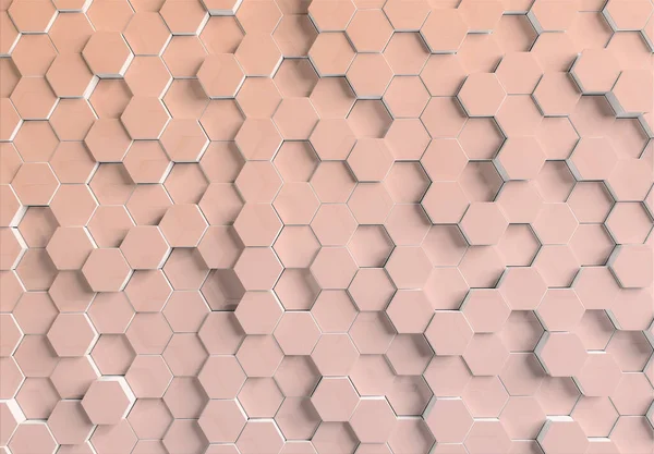 Oranžové Šestiúhelníky Pozadí Vzor Texturovaném Kovovém Povrchu Abstraktní Hexagonální Voštinové — Stock fotografie