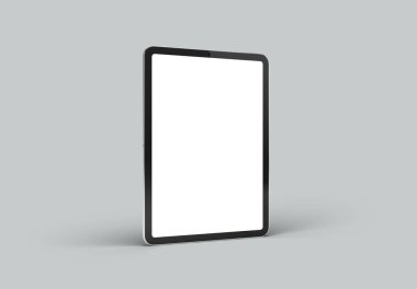PARIS - Fransa - 15 Mart 2023: Apple Ipad Pro, gümüş renk - gerçekçi 3D görüntüleme, beyaz arkaplanda ekran tableti modeli