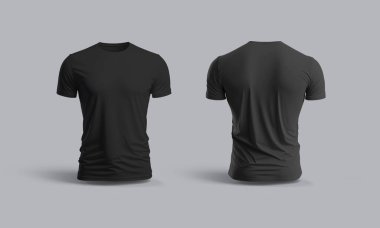 Gölge Mockup ile izole edilmiş siyah tişört. Gri arkaplandaki formanın şablonu. 3d oluşturma