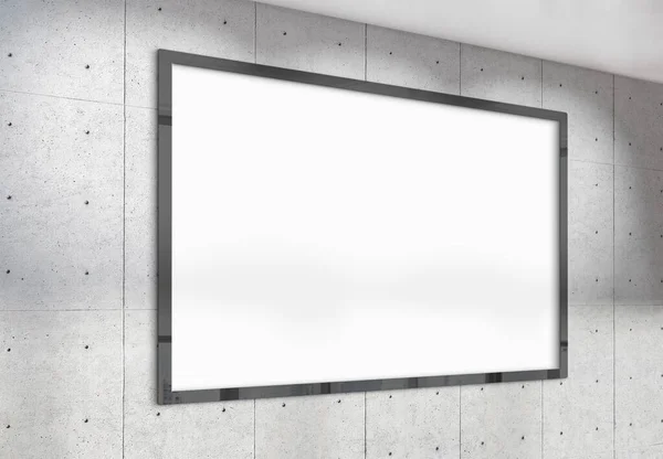 Black Horizonal Frame Mockup Hanging Office Wall Mock Billboard Modern — Stock Photo, Image