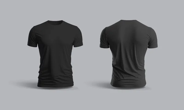 孤立的黑色T恤和阴影杯 灰色背景的球衣模板 3D渲染 — 图库照片