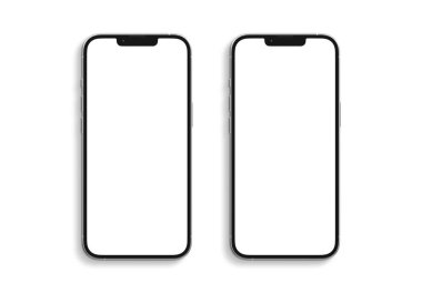 PARIS - Fransa - 15 Mart 2023: Apple akıllı telefonu, Iphone 14 profesyonel. Gümüş renkli gerçekçi 3D görüntüleme, ön ekran mobil model gölge ve beyaz arkaplanda yansıma