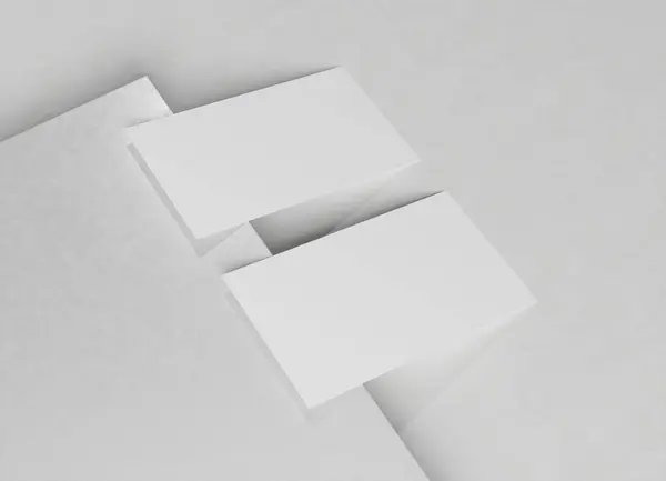 Zwei Weiße Visitenkarten Attrappen Texturierte Visitenkartenvorlage Auf Einer Leeren Quadratischen lizenzfreie Stockbilder