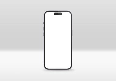 PARIS - Fransa 1 Eylül 2023: Yeni çıkan Apple akıllı telefonu, Iphone maksimum 14 profesyonel gümüş renkli gerçekçi 3D görüntüleme, gölge ve beyaz arkaplan üzerinde yansıması olan ön ekran mobil modeli