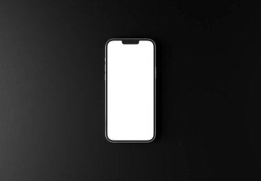 PARIS - Fransa - 15 Mart 2023: Apple akıllı telefonu, Iphone 14 profesyonel. Gümüş renkli gerçekçi 3D görüntüleme, ön ekran mobil model gölge ve siyah arkaplan yansıması