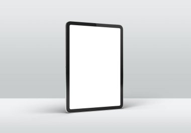 PARIS - Fransa - 15 Mart 2023: Apple Ipad Pro, gümüş renk - gerçekçi 3D görüntüleme, beyaz arkaplanda ekran tableti modeli