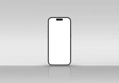 PARIS - Fransa - 27 Şubat 2024: Apple akıllı telefonu, Iphone 15 maksimum gümüş rengi. Beyaz 3D görüntüleme üzerinde cep telefonu modeliName