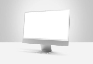PARIS - Fransa - 10 Eylül 2024: Apple Imac 'ı 24 inç beyaz arka planda piyasaya sürdüm. Gümüş rengi. 3d oluşturma