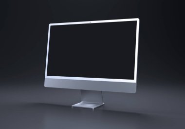 PARIS - Fransa - 10 Eylül 2024: Apple Imac 'ı 24 inç olarak piyasaya sürdüler. Gümüş rengi. 3d oluşturma