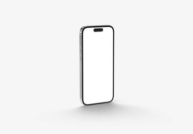 PARIS - Fransa - 20 Mart 2025 Apple akıllı telefonu, maksimum 16 profesyonel telefon. Modern cep telefonu modeli beyaz yüzeyde duruyor. 3d oluşturma