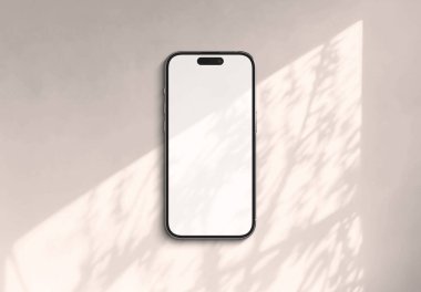PARIS - Fransa - 20 Mart 2025 Apple akıllı telefonu, maksimum 16 profesyonel telefon. Beyaz yüzeyde yumuşak gölgeli cep telefonu modeli. 3d oluşturma