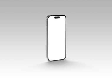 PARIS - Fransa - 20 Mart 2025 Apple akıllı telefonu, maksimum 16 profesyonel telefon. Modern cep telefonu modeli beyaz yüzeyde duruyor. 3d oluşturma