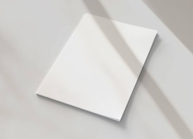 Yumuşak gölgeli dergi kapağı Mockup. Beyaz arkaplanda boş bir katalog şablonu. 3B görüntüleme