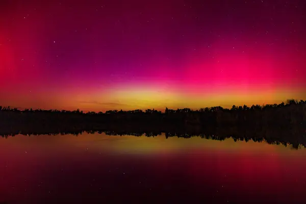 Aurora Boreal Uma Das Maiores Dos Últimos Anos Europa Central — Fotografia de Stock
