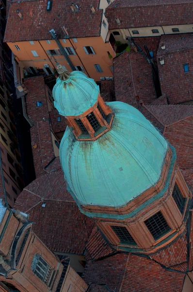 View Dome Cathedral Red Roofs Panoramic View Red Roofs Bologna — Stock Photo, Image