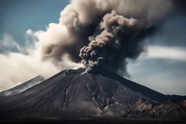분출하는 화산에서 나오는 스톡 사진