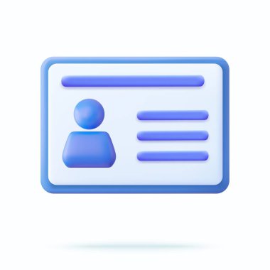 3D ehliyet, kimlik kartı, plastik kart, rozet ikonu. 3D görüntüleme. Vektör illüstrasyonu