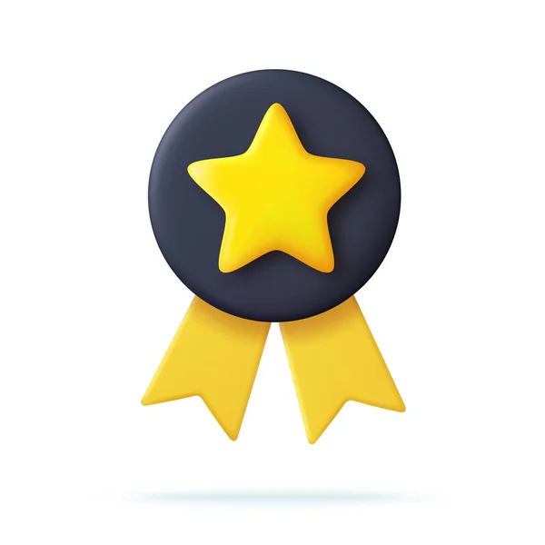 Győztes Kitüntetés Csillaggal Szalaggal Rajzfilm Minimális Stílus Prémium Minőségű Minőségi — Stock Vector