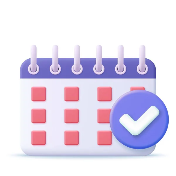 Ημερολόγιο Ανάθεση Εικονίδιο Σημάδι Ελέγχου Σχέδιο Ημέρα Μήνας Έτος Έννοια — Διανυσματικό Αρχείο