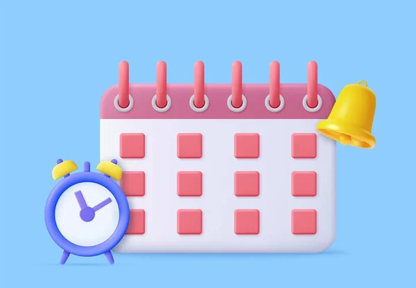 Нагадування Календарі Календар Годинником Дзвінком Сповіщень Попередження Про Бізнес Планування — стоковий вектор