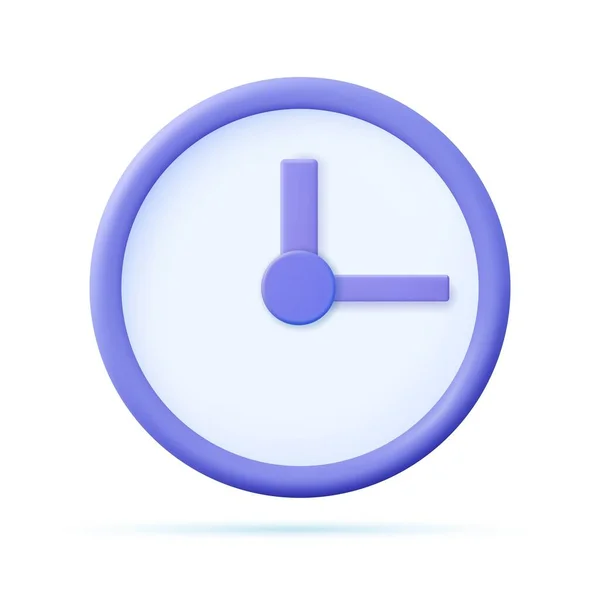 白色背景上的圆形时钟图标 卡通简约的风格 时间保持 时间衡量 时间管理和截止日期概念 3D渲染 矢量说明 — 图库矢量图片