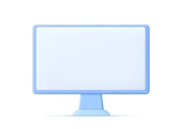 Computer Lcd Monitor Mock Dengan Blank Atau White Screen Konsep - Stok Vektor