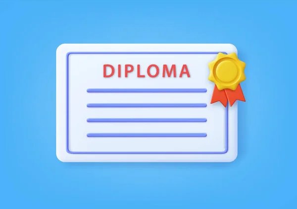 Başarı Ödül Burs Diploma Konsepti Damgalı Kurdeleli Sertifika Simgesi Görüntüleme — Stok Vektör