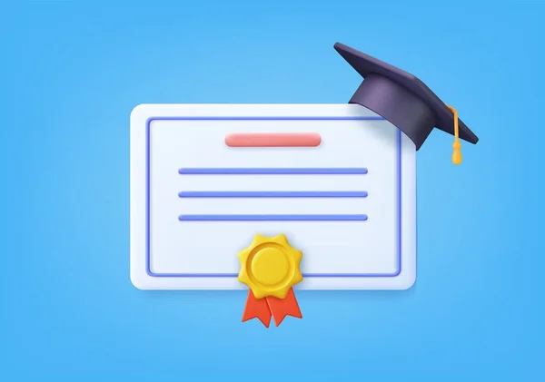 Úspěch Udělení Grant Koncepce Diplomů Maturitní Certifikát Ikonou Poháru Razítkem — Stockový vektor