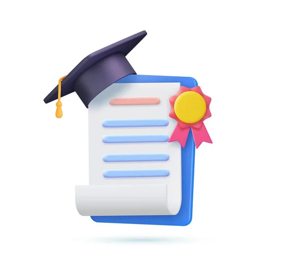 Úspěch Udělení Grant Koncepce Diplomů Maturitní Certifikát Ikonou Poháru Razítkem — Stockový vektor