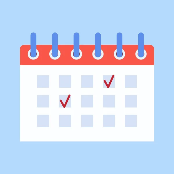 Calendario Recordatorio Fecha Espiral Icono Marca Verificación Estilo Calendario Simple — Vector de stock