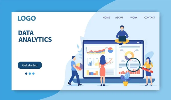 Šablona Stránky Přistání Data Analytics Dashboard Business Finance Report Koncepce — Stockový vektor