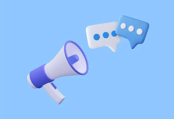 Mégaphone Avec Icône Messages Marketing Ligne Avec Haut Parleur Bleu — Image vectorielle