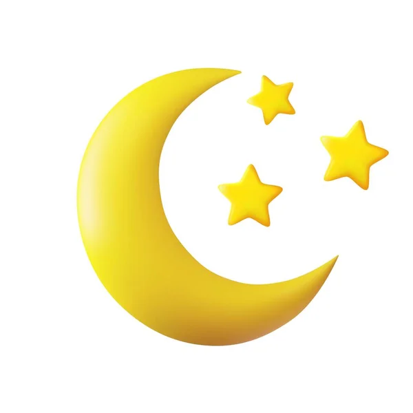 Abstract Moon Crescent Stars Half Month Stars Yellow Realistic Symbol — Stock Vector