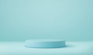 3D parlak yuvarlak kaide podyumu. Arkaplan ilanlarına ya da web sayfalarına eklenebilir. Lüks ürün reklamcılığı için podyum. 3D görüntüleme. Vektör illüstrasyonu