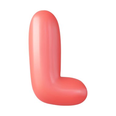 3 boyutlu L büyük harf, karikatür balonu şeklinde gerçekçi 3D tasarım. Beyaz arka planda izole edilmiş. 3D görüntüleme. Vektör illüstrasyonu