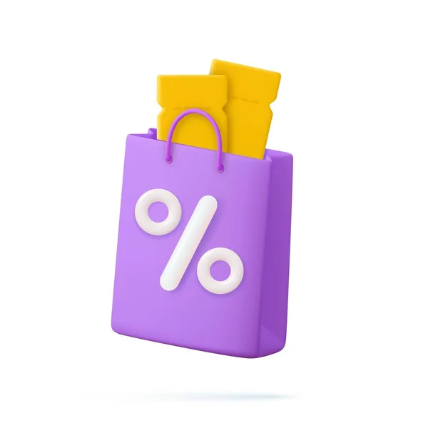Shopping Bag Handbag Sale Discount Promotion Online Shopping Concept Concept — Stock Vector