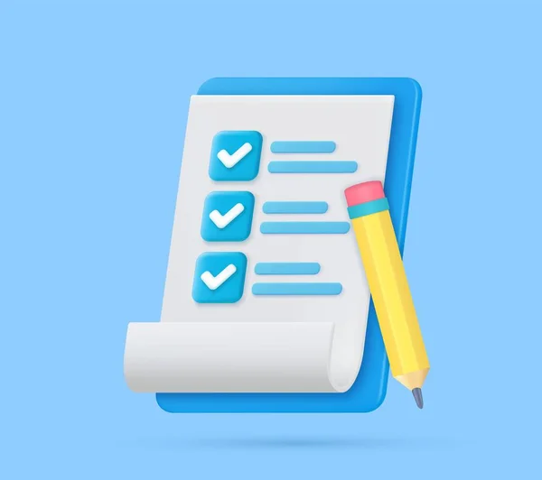 Checklist Στο Πρόχειρο Χαρτί Μολύβι Γρήγορη Εργασία Για Σχέδιο Του — Διανυσματικό Αρχείο