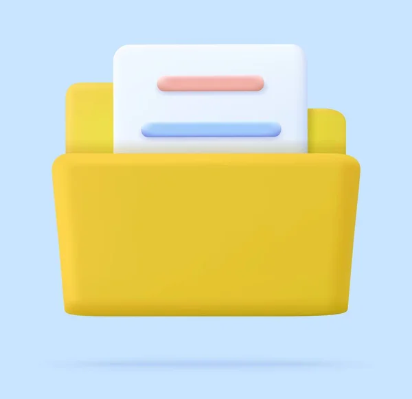 Жовта Папка Портфоліо Піктограма Інформаційний Пластиковий Файл Документацією Тека Файлами — стоковий вектор