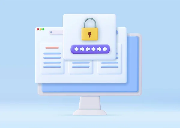 Password Accesso Sicurezza Avviso Sito Web Sul Computer Concetto Autorizzazione — Vettoriale Stock