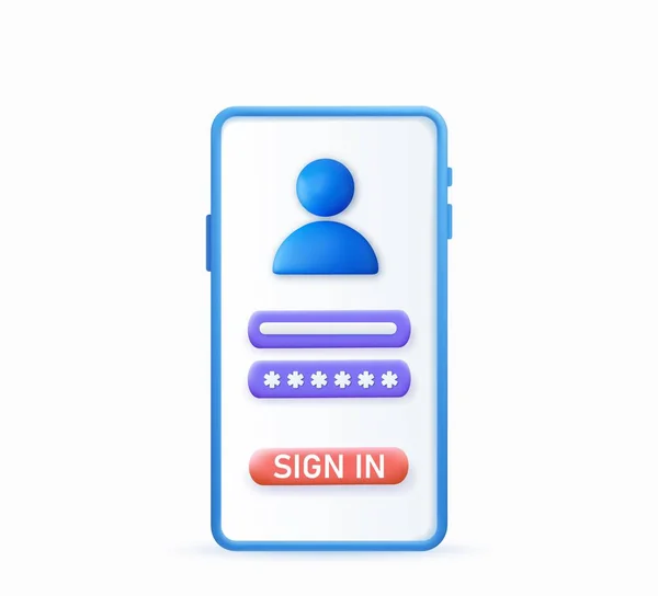 Account Login Password Form Smartphone App User Authorization Login Authentication — Stock Vector